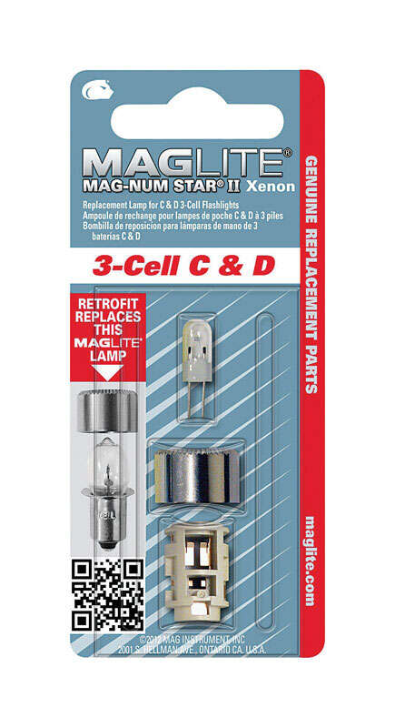 Maglite 3 Cell C & D Replacement Maglight Bulb MAG-NUM Star II Xenon + LED INFO
