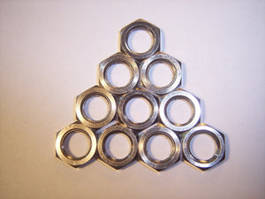 10 PK Panel Nuts 7/16"Nut 5/16"-32 Hex Brass Thick Bright Nickel Plated Jam Nut
